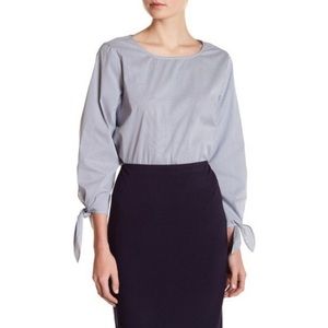 Vince Camuto Pinstripe Tie Sleeve Blouse Divine Blue Size Small NWT